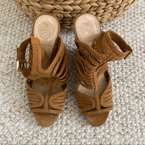 Vince Camuto Janil Braided Suede Ankle Strap Heels - Picture 2 of 9